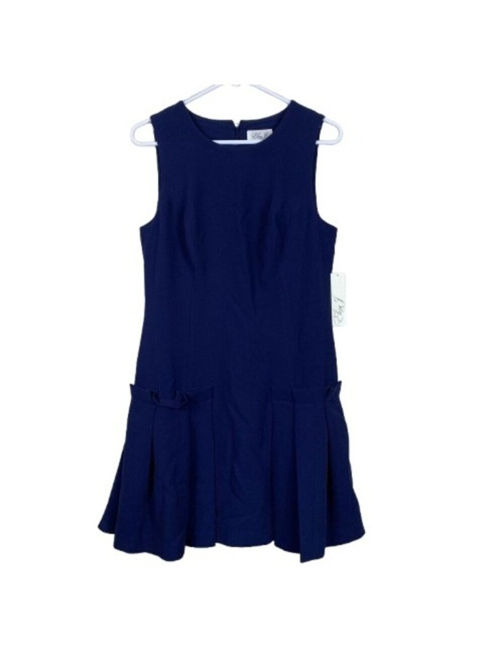 Eliza J New Navy Crepe Drop Waist Sleeveless Pleated Mini Dress 10 Party Coquett